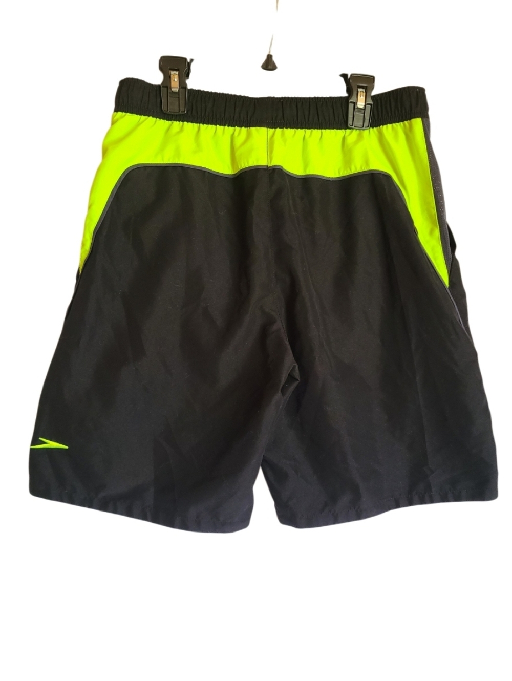 Speedo Men's Tech Volley Swim Trunks Black Electric Lime Size Small